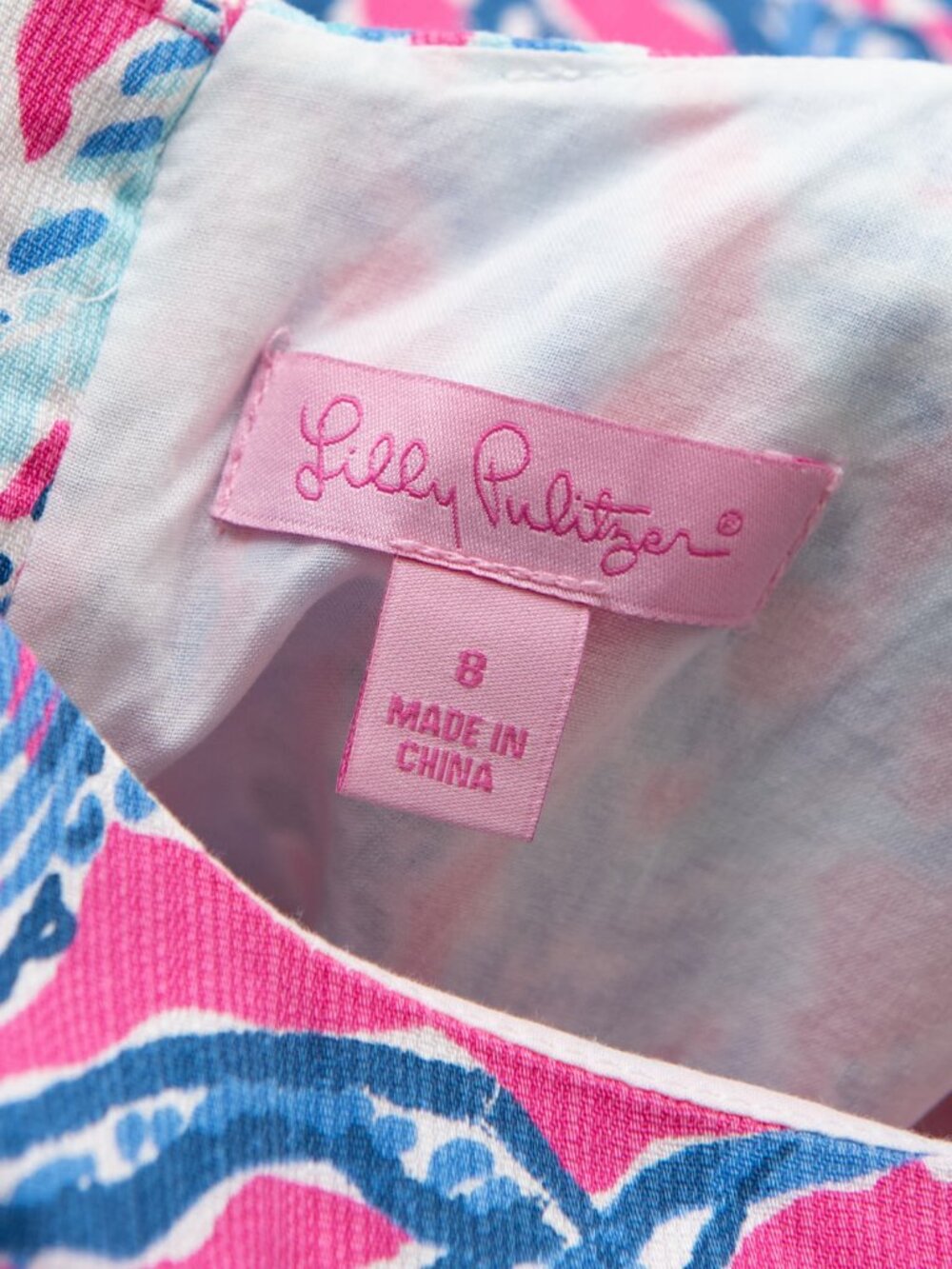 Lilly Pulitzer Cathy Shift Dress Sleeveless Mini Capri Pink Samba Blue Size 8 - Picture 4 of 7